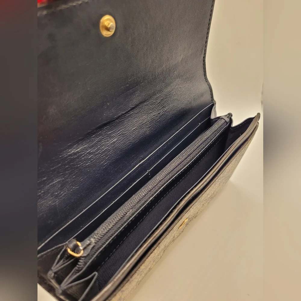 GUCCI Grosgrain Continental  Long Webline Ribbon Leather Wallet